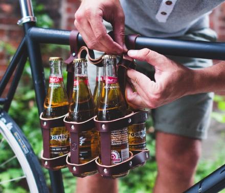 Leather 6-Pack of Beer Bicycle Carrier