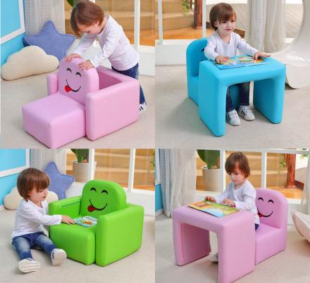 Multi-functional Kids Arm-chair Turns Into a Desk