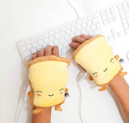 These Toast Shaped USB Heated Hand Warmers Still Let You Type