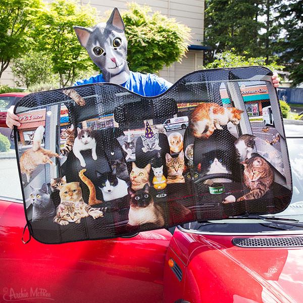Car Full Of Cats Car Windshield Sunshade