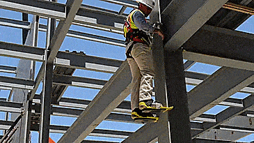 Column Climbers - Unique steel beam climbing shoe attachments - Steel workers climbing tool
