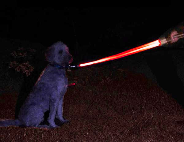 Star Wars Light-Up Lightsaber Dog Leash - Illuminated Geeky Star Wars Light Saber Dog Lead