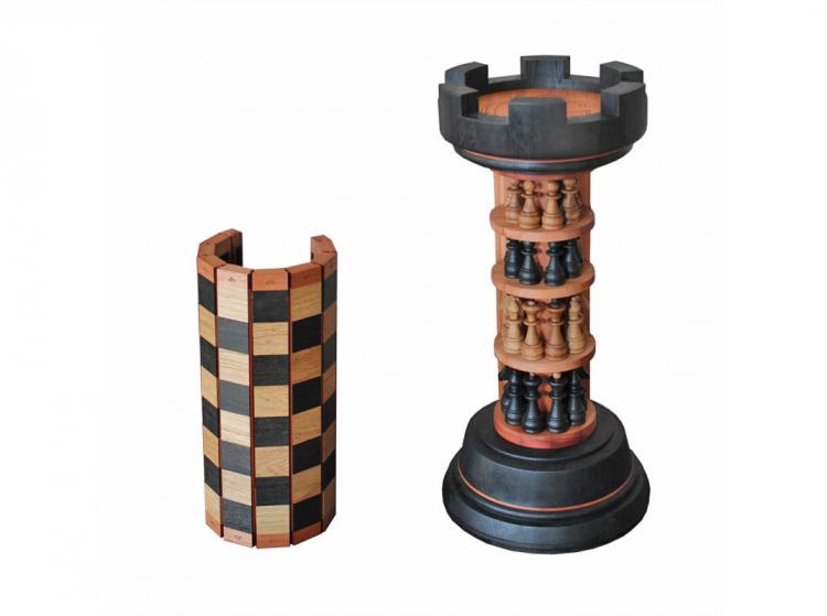 Rook Tower Pack-away Wooden Chess Board - Rook piece shaped wooden chess board - beautiful design wooden chess board with flexible board Rook Tower Pack-away Wooden Chess Board - Rook piece shaped wooden chess board - beautiful design wooden chess board with flexible board